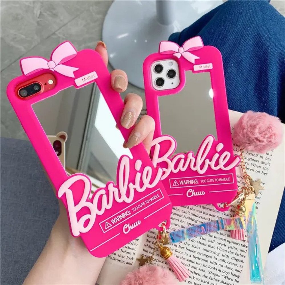 Pink Barbie Mirror Silicon Mobile Phone Case (iPhone 13 Pro)